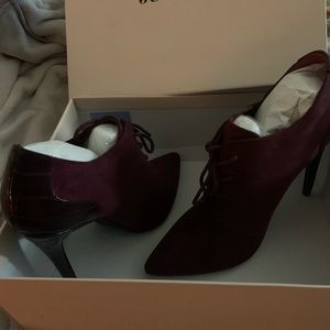 Burgandy low cut boots. Never worn. Brand new